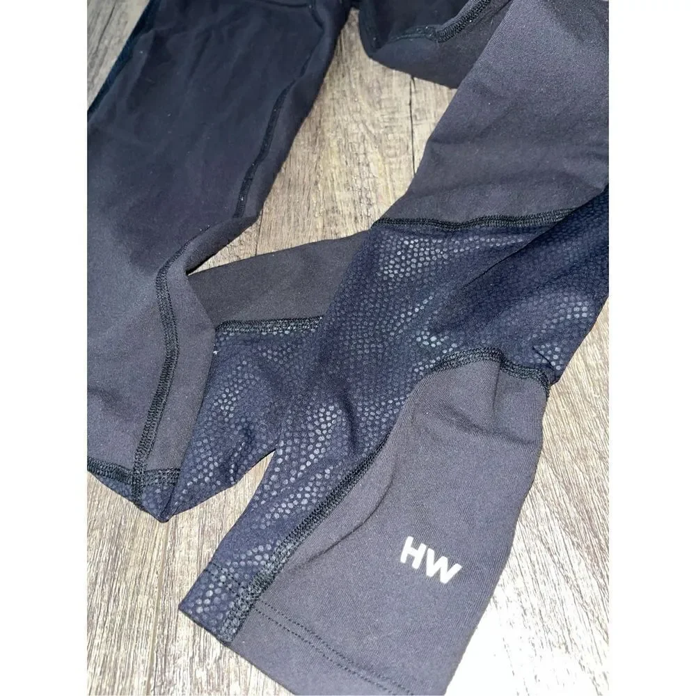 Beyond Yoga Glass Curved Side Long Leggings Black Speckle Patterned Metallic Med - Picture 2 of 4